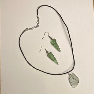 Sea Glass and Wire Earring and Necklace Set
